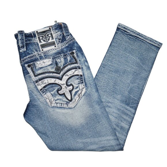 Rock Revival Men's Cypress Straight Distressed Denim Jeans Size 33x30 NEW - Picture 5 of 16